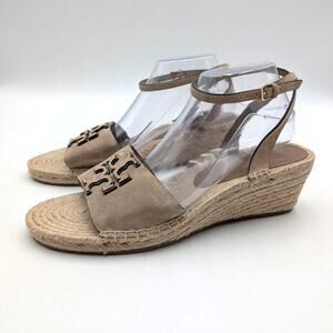 Tory Burch Ines Espadrille Wedge Sandals Women's Ceramic Taupe Size US11M EU41